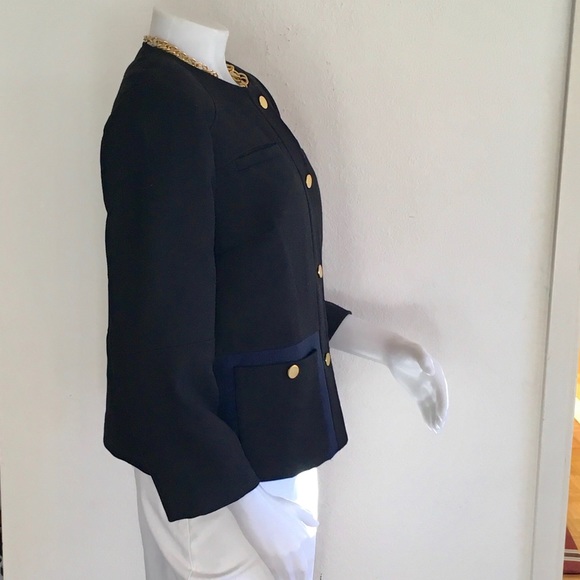 H&M Navy Black Boxy Cropped Jacket Sz EUR42/US12 - Picture 4 of 7